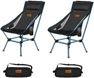 DesertFox アウトドアチェア 2WAY キャンプ椅子 ローチェア 軽量 枕付き ハイバック 【独自開発のカップホルダー