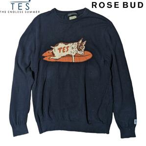 ROSE BUD COUPLES X TES THE ENDLESS SUMMER ネイビー ニットセーター ローズバッド エンドレスサマー フレンチブルドック