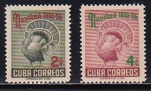 38 cue ba[ unused ]<[1955 SC#547-548 Christmas '55 / turkey ] 2 kind .>