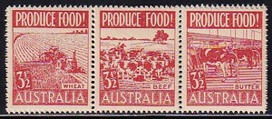 13 Australia [ unused ]<[1953 SC#255a meal . production ..3.1/2c] 3 kind ( strip ) >