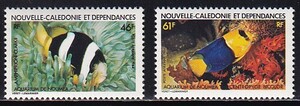 49 ニューカレドニア【未使用】＜「1984 SC#C193-C194 (航空) ヌメア水族館の魚」 2種完 ＞