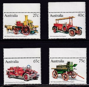 8 オーストラリア【未使用】＜「1983 SC#857-60 旧式消防車」 4種完 ＞