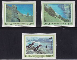 11 Chile [ unused ]<[1981 SC#587-89 e-s ta- island. scenery ] 3 kind .>