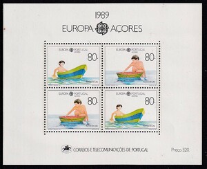 57 Portugal .azo less [ unused ]<[1989 Europe stamp / child. boat playing ] combining * small size seat >