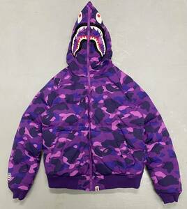 BAPE a bathing ape Shark Puffer Down Jacket Purple Camo エイプ　シャーク　ダウンジャケット　紫迷彩　XXL