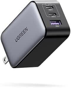 UGREEN Nexode 充電器 タイプC 急速充電器 65W PD GaNII窒化ガリウム USB-C*2とUSB-A*1 P