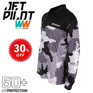 ジェットパイロット JETPILOT セール 30%オフ 送料無料 ベンチャー LS フィッシング ポロシャツ JA21180 ブラック/カモ L 釣り 速乾