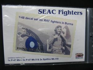 ④★　ライジングデカール　SEAC Fighters 1/48 　　P-47 Mk.Ⅰ　　P-47 Mk.Ⅱ & スピットファイア　Mk.VⅢデカール　★