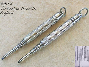 ◆美品◆1890年代製 ヴィクトリアンペンシル2本セット イギリス◆ 1890’s Victorian Silver Pencils ENGLAND ◆