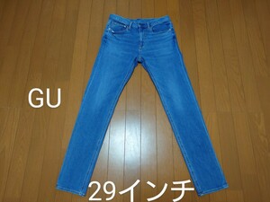  激安【匿名配送】GU ウルトラストレッチスキニージーンズ 29インチウエスト68㎝股下72㎝ジーユーデニムパンツジーパンメンズ ヒゲ色落ち