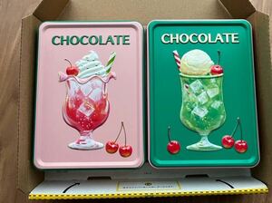 【缶のみ2個セット】写真、要確認！はじけるキャンディチョコレート、オンライン限定、クリームソーダ、ピンク缶、メリーチョコレート 