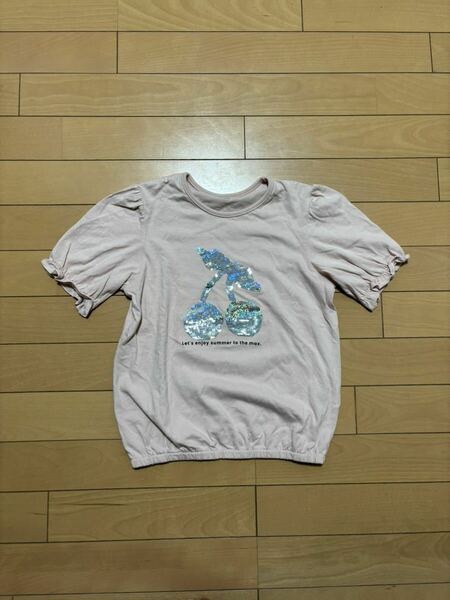 GU ジーユー キッズ トップス 140 Tシャツ スパンコール 半袖Tシャツ