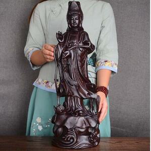  Buddhism fine art tree carving Buddhist image precise skill tree carving ebony tree . sound bodhisattva image Buddhist image ornament height 30cm