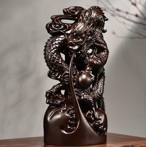  ebony tree carving dragon ornament real tree house .. interval animal equipment ornament handicraft height 20CM