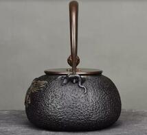 鉄壺 鷹です コーティングなし 手作り鉄 やかんを沸かす お茶の道具 1200ML_画像3