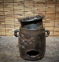 旧鉄器/鋳鉄ストーブ*お茶を沸かす*お湯を沸かす*バーベキューストーブ*炭ストーブ*高さ約13 cm_画像5