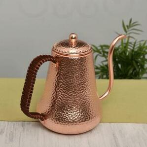 純銅 大容量コーヒーポット制コーヒー器具銅イメージ紫銅ハンマー紋コーヒーポット細口ポットコーヒーポット900MLの画像4