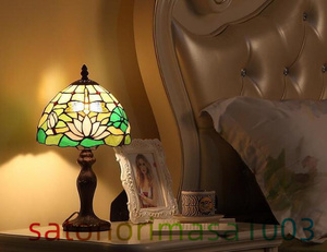  Vintage stain do лампа витражное стекло античный популярный .. рисунок лотос ретро атмосфера * Tiffany 