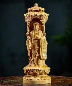 黄楊木彫西方三聖仏像華厳置物阿弥陀仏大勢至浄瓶観音菩薩