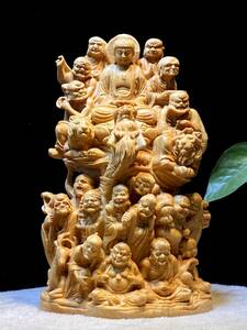 十八羅漢 仏教美術 仏像 仏教工芸品 木彫り コレクション 手職人手作り 美術品 精密雕刻