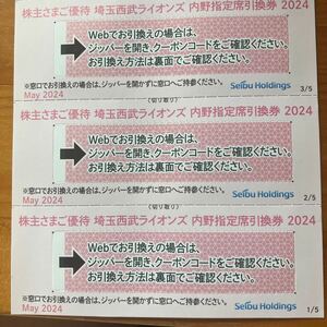 西武ライオンズ 株主優待 ３枚