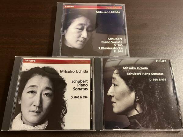 Mitsuko Uchida 内田光子 / Schubert シューベルト / ピアノ・ソナタ第15番，第18番，第21番，第19番，第20番，3つの小品 / 計3CD