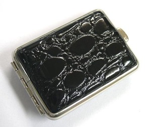  postage 140 jpy ~ Germany made ( old shop STOLL company ) Match case ( black ko pattern PVC) steel ( iron made ) extra attaching!