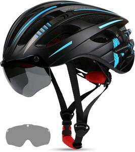 294　自転車 ヘルメット 大人用 USB充電式 磁気ゴーグル付き 反射ステッカー 虫除けネット付き ロードバイク ヘルメット サイズ調整可能 