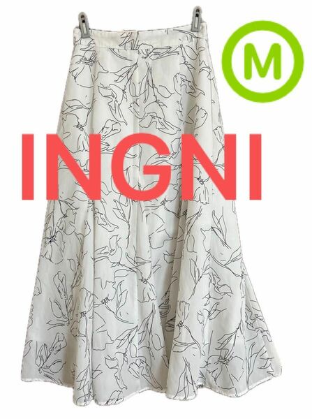 INGNI 手描き風花柄 フレアロングスカート M