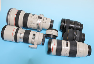 Canon EFレンズジャンク／EF300mm F2.8L/EF300mm F4L/EF70-200mm F2.8L/EF24-105mm F4L EXTENDER EF1.4×II/SIGMA 12-24mm DG HSM
