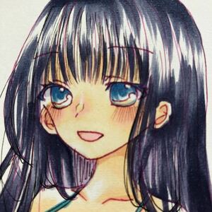 * bikini * black . long hair Chan * original * hand-drawn illustrations *
