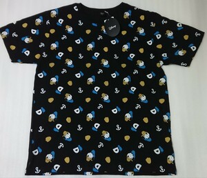 ドナルドダック Tシャツ Lサイズ 新品タグ付き Disney ドナルド 総柄 黒