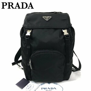 伊勢丹購入 超美品 PRADA プラダ テスート ナイロン リュック VELA 三角プレート 1BZ039 黒/ネロ ショルダー Gカード/保存袋 正規品 最落無