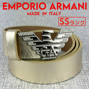  не использовался *EMPORIO ARMANI Emporio Armani женский дизайн ремень Size40 металлик Gold натуральная кожа Италия производства 