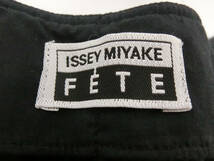 ‡ 0297 ISSEY MIYAKE イッセイミヤケ FETE フェット ワンピース IF64FH505 半袖 ミディ丈 黒系 サイド紐 03 綿 シャーリング 中古品_画像8