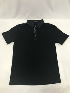 ‡ 0026 ブラックレーベルクレストブリッジ 半袖ポロシャツ M 黒 ブラック チェック ロゴ刺繍 BLACK LABEL 三陽商会 美品