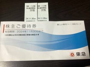 東急 株主ご優待券 1冊　株主優待乗車証 2枚 　　100株保有　　　2024/11/30