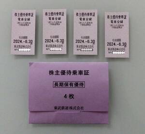 東武鉄道　株主優待券　乗車証　有効期限：2024年6月30日まで