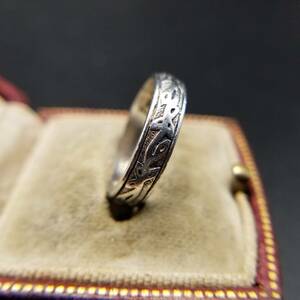 LA Imagine, Believe, Receive message 925 silver Vintage band ring middle futoshi ring plant leaf design YNB25