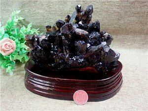 1265g AAA級【魔除け】◆天然モリオン(黒水晶）クラスター179C6-153C61D