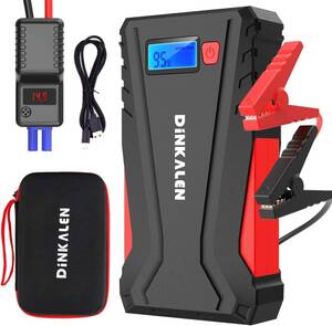 DINKALEN ジャンプスターター 12V車用 エンジンスターター QC3.0充電 12800mAh ピーク電流800A ポータ