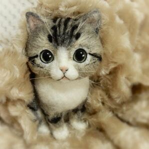 ◆sei◆羊毛フェルト 手乗りのチビ猫 子猫 キジ白の画像8
