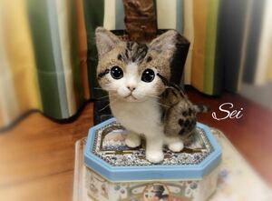 Art hand Auction ◆sei◆울 펠트 작은 새끼 고양이 핸드메이드, 장난감, 게임, 봉제 인형, 양모 펠트