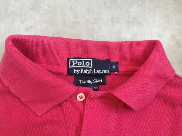 90s 大きめ The Big shirt POLO by RALPH LAUREN ラルフローレン ポロシャツ オールド ビンテージ ピンク USA 古着 80s ゆるだぼ ビッグ