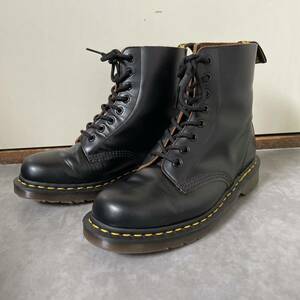 美品◎ 英国製 Dr Martens ドクターマーチン 1460 8ホールブーツ 復刻 ブラック 黒 UK6 パンク punk ロック ロッカー 666 茶芯 メタル