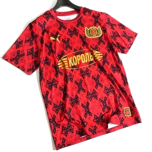 PUMA プーマ 新品 MOSCOW 総柄 ストレッチ 半袖 Tシャツ ユニフォーム ウエア サッカー フットサル 656694 02 XL ▲011▼kkf0131d