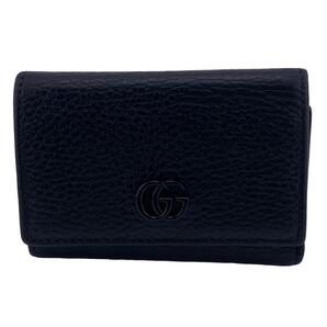 GUCCI/グッチ 644407 コンパクトウォレット GGマーモント レザー 三つ折り財布 ブラック レディース ブランド