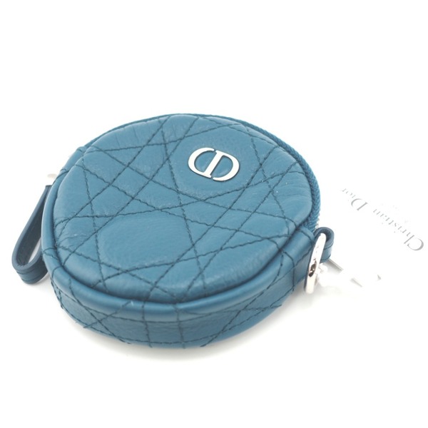 Christian Dior/クリスチャンディオール コインケース CDロゴ カナージュ レザー ポーチ ブルー レディース ブランド