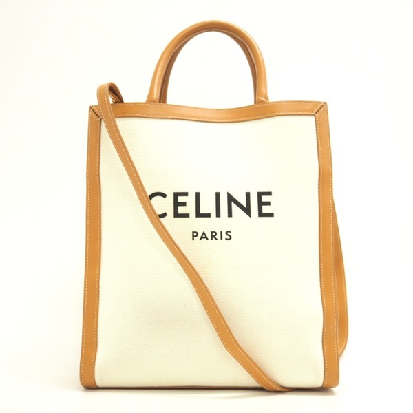 CELINE/セリーヌ バーティカルカバ 2wayショルダーバッグ キャンバス ハンドバッグ ベージュ レディース ブランド