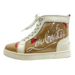 CHRISTIAN LOUBOUTIN/クリスチャンルブタン ルイスフラット 18AW 34 ハイカットスニーカー ルビクラフト PVC スニーカー ブラウン